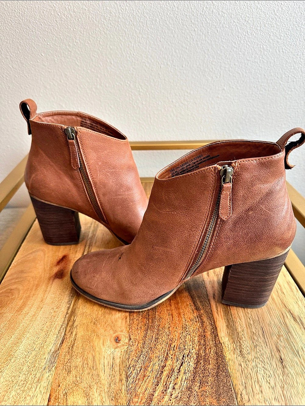 BP. Trolley Ankle Bootie Brown Block Heel Boots
